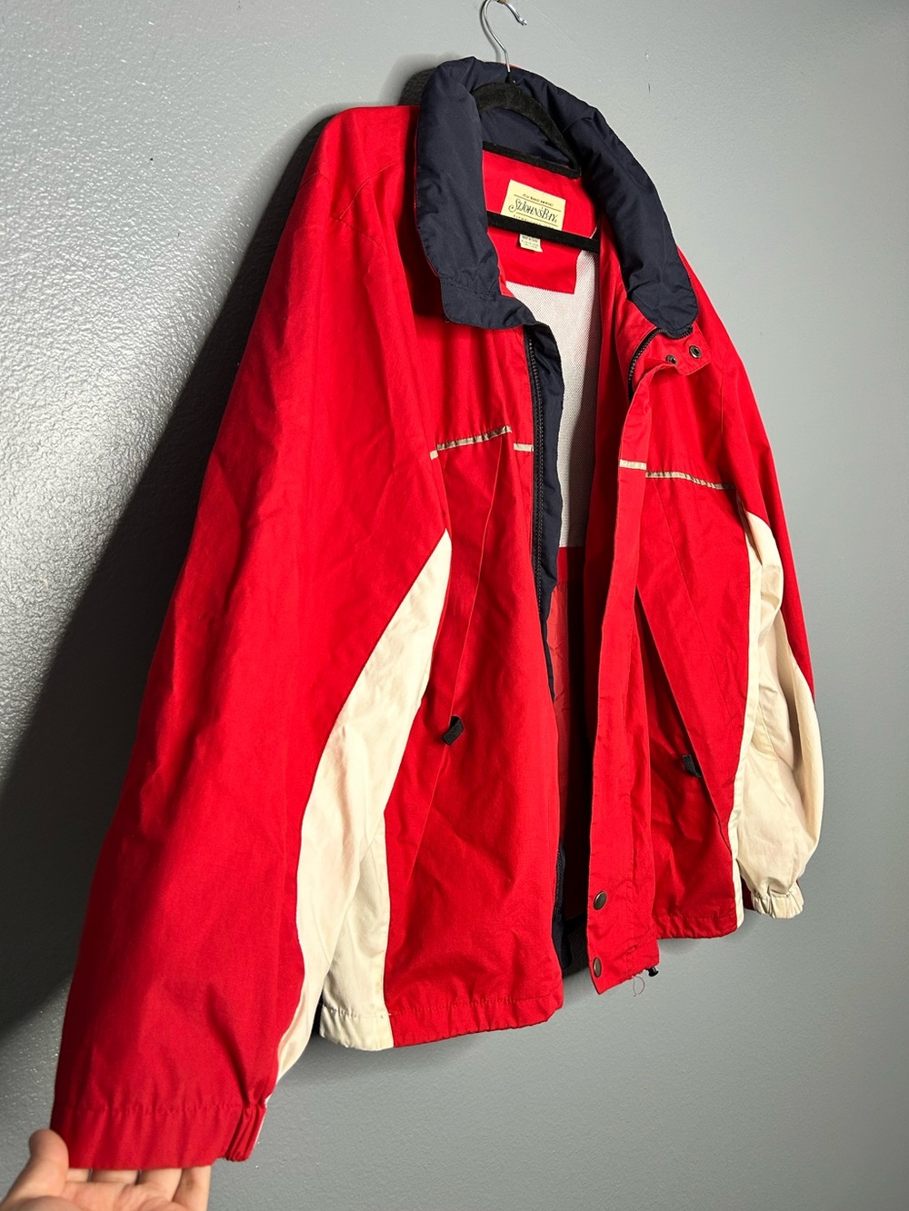 VTG St. John’s Bay Red, White & Navy 90’s Y2K Raincoat Large